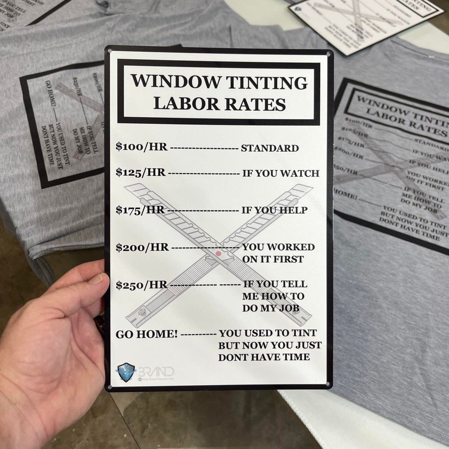 Window Tinting Labor Rates Wall Mount Metal Sign